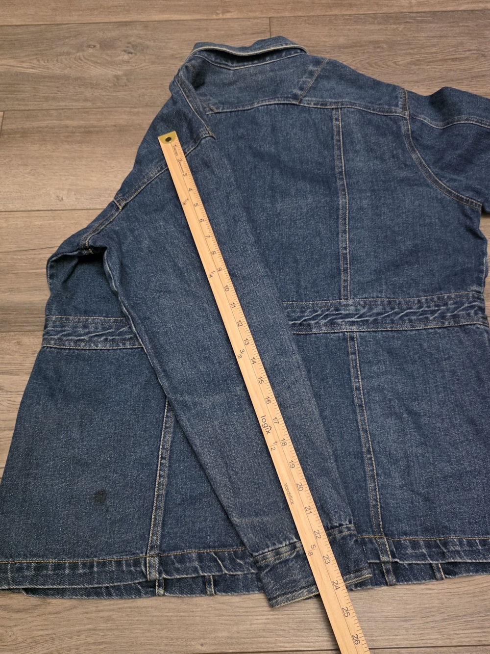 Vintage 90s Bill Blass Jeans Denim Chore Jacket / Longline Coat Size XL - Picture 9 of 10